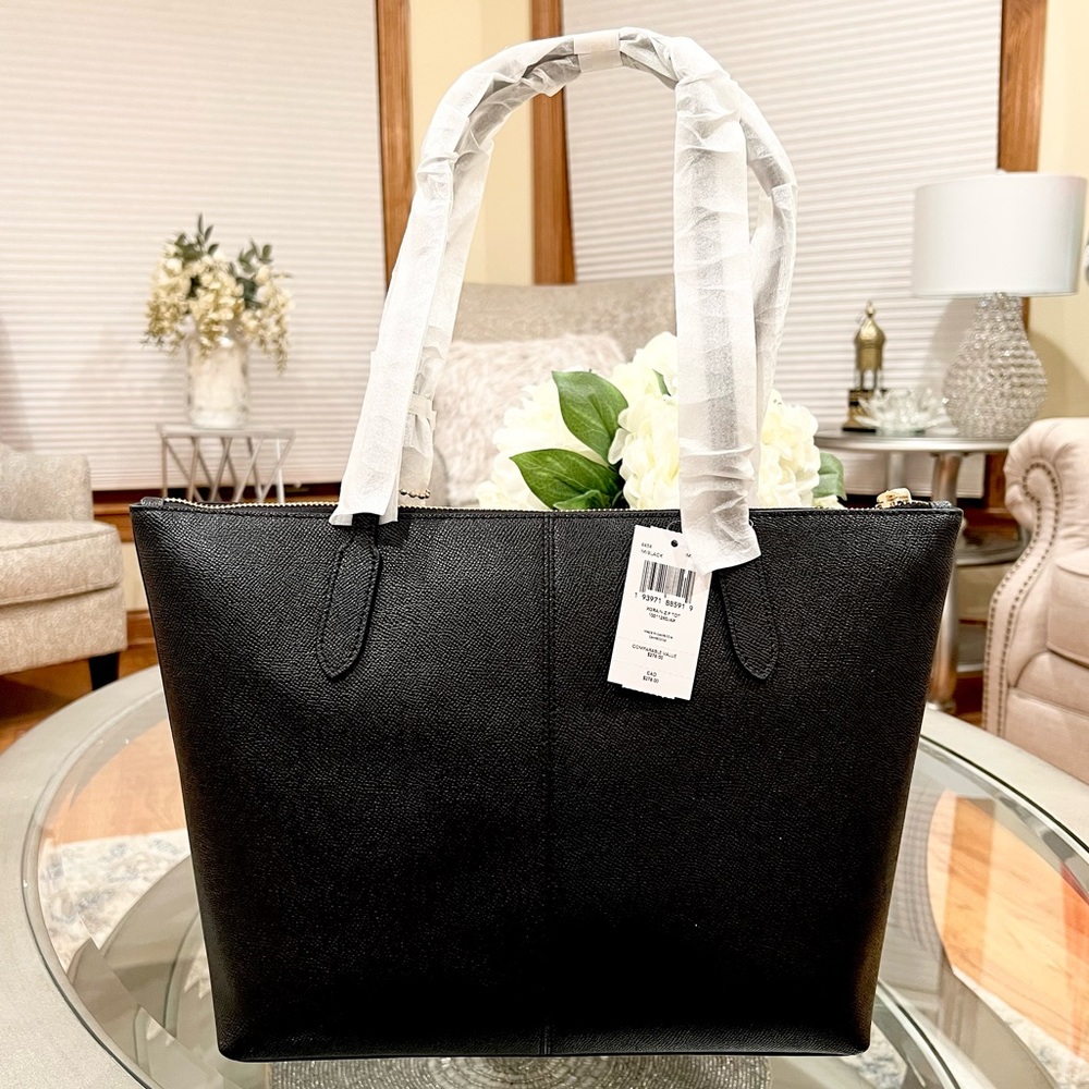 Coach Zip Top Tote Shoulder Bag Black - Picture 4 of 13